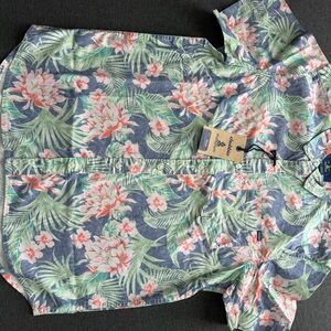 chubbies Floral Button-Up Shirt in Coral, Mint & Light Blue